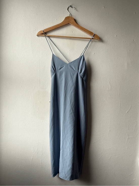 OAK + FORT Dresses & Skirts - Oak + Fort Satin Slip Dress in Dusty Blue